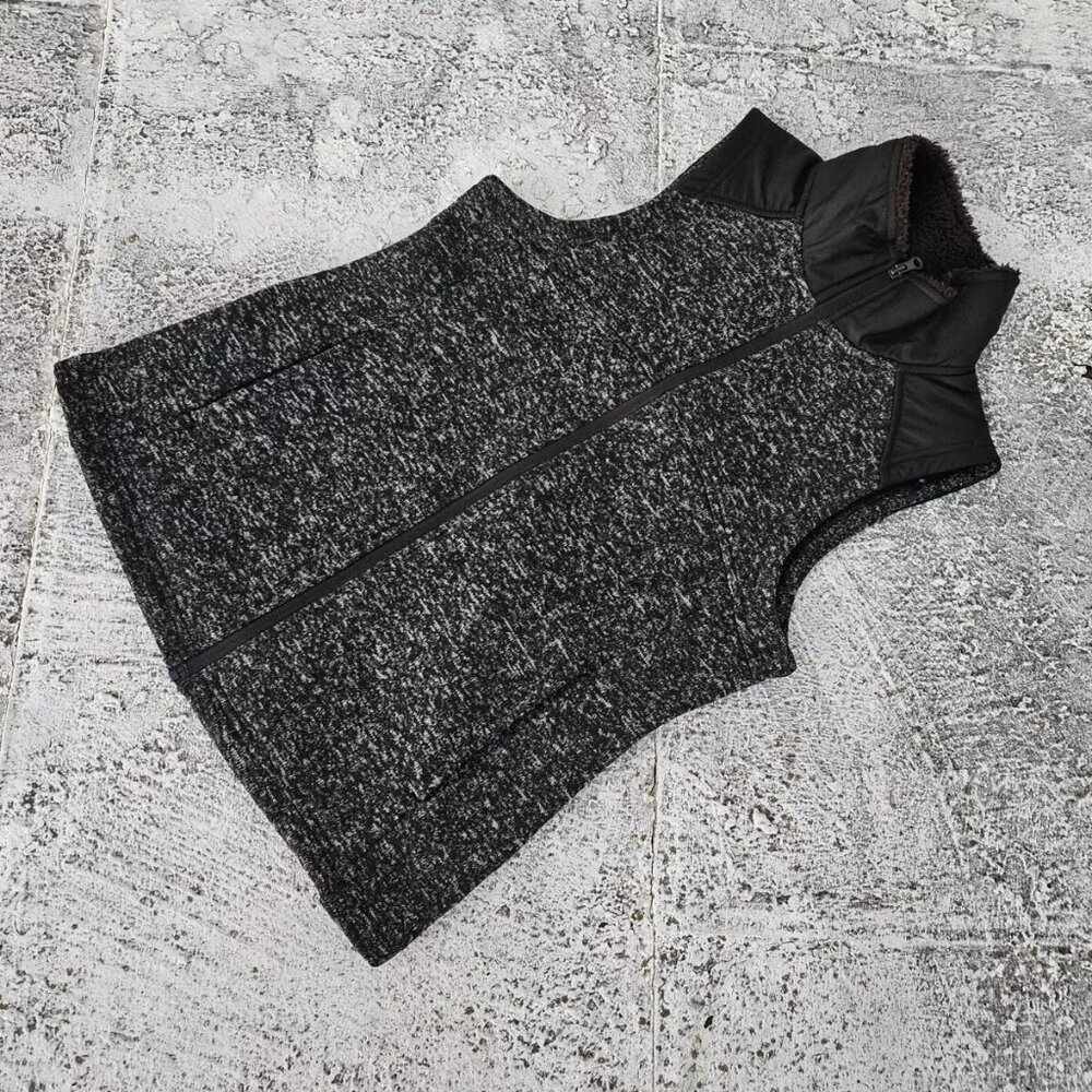 Faded Glory Women Vest Black/Gray Zip Up Sleeve Less Jacket Size M 8-10